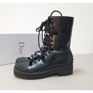 Dior Black Leather Combat Boots sz. 38